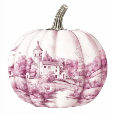 White Pumpkin with Pink Pattern