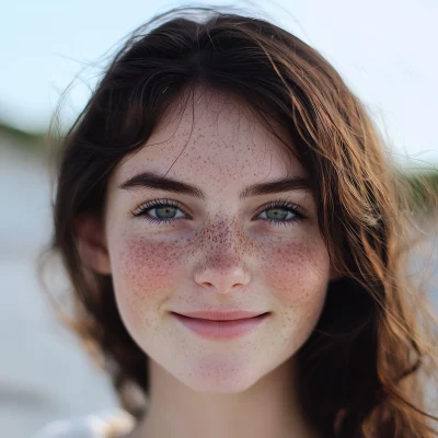 Smiling Breton Girl at the Beach