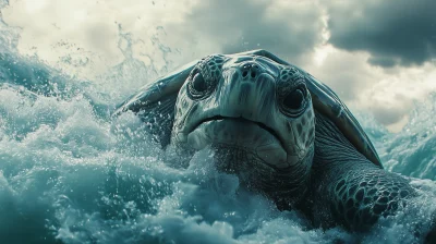 Turtle Under Wave