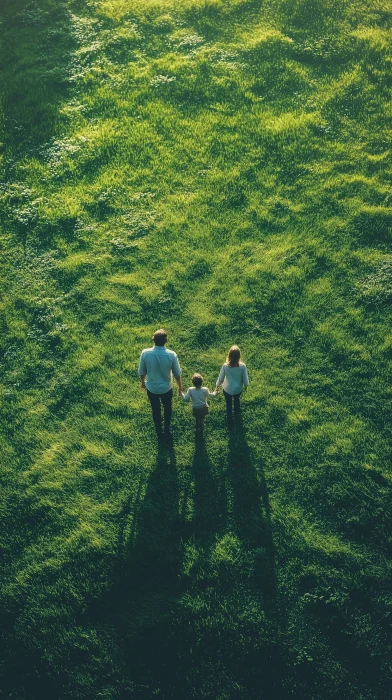 Happy Family on Grassland