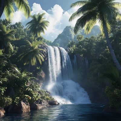 Serene Caribbean Waterfall