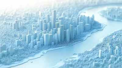 City Paper Model in Light Blue Tones