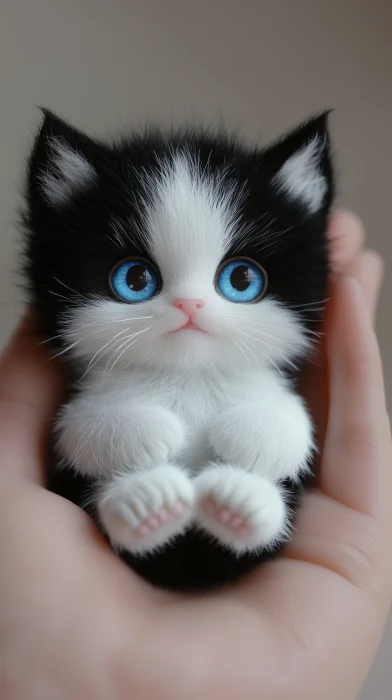 smallest black and white cat