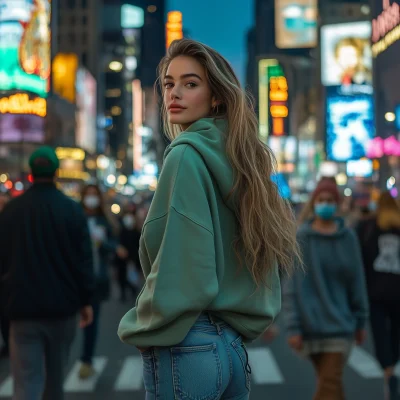 Woman in Green Hoodie