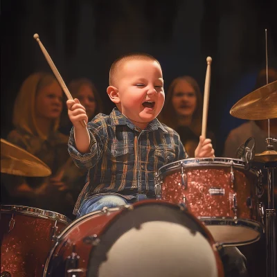 Young Boy Drumming at Talent Show