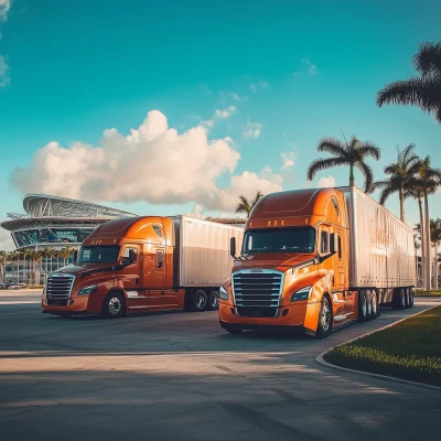 Sleek Orange Semi Trucks