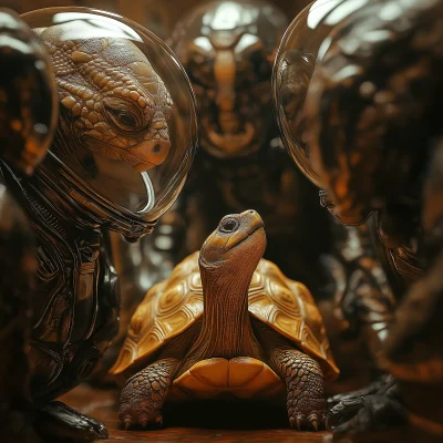 Aliens Encountering a Tortoise