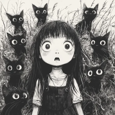 Scary Girl and Cats