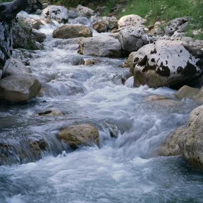 River Blocked by Rocks