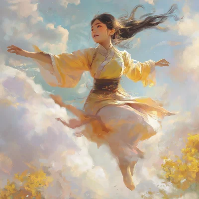 Girl Flying in Sunlight