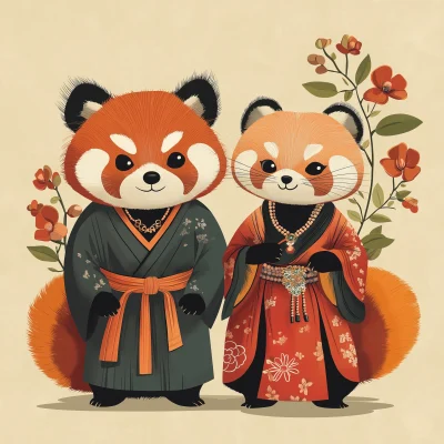 Red Pandas in Tibetan Robes