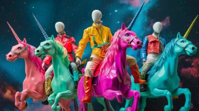 Colorful Mannequins in Space