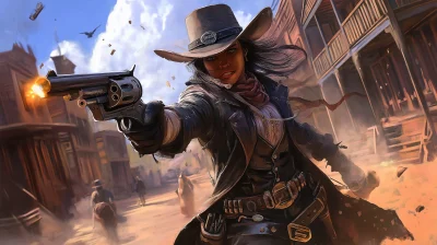 Cowgirl in Dusty Town