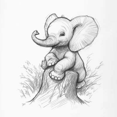 Baby Elephant Sketch