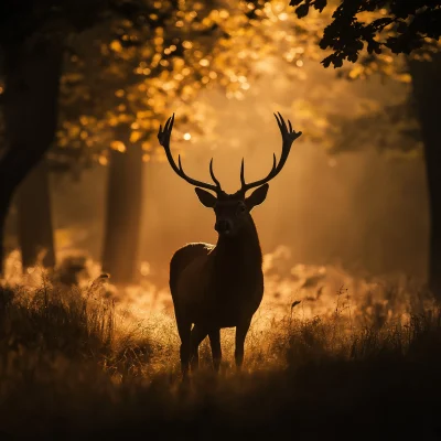 Silhouette of a Red Deer Stag