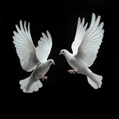 Beautiful Doves in Flight