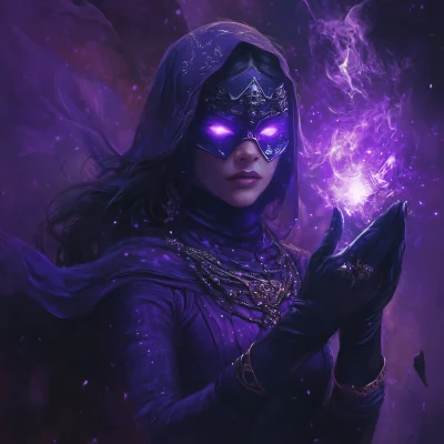 Woman Villain with Purple Shadow Magic