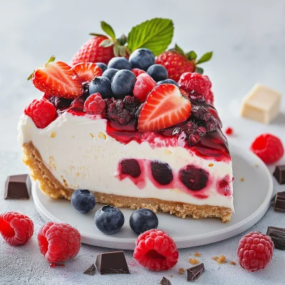 White Chocolate Pie with Red Fruit Syrup