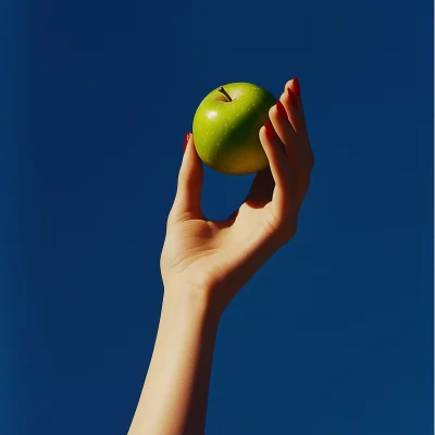 Green Apple Against Blue Sky