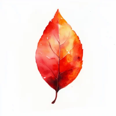 Red Autumn Leaf Watercolor