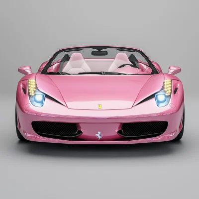 Pink Ferrari Sports Car