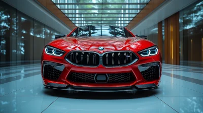 Red BMW M850 Front View