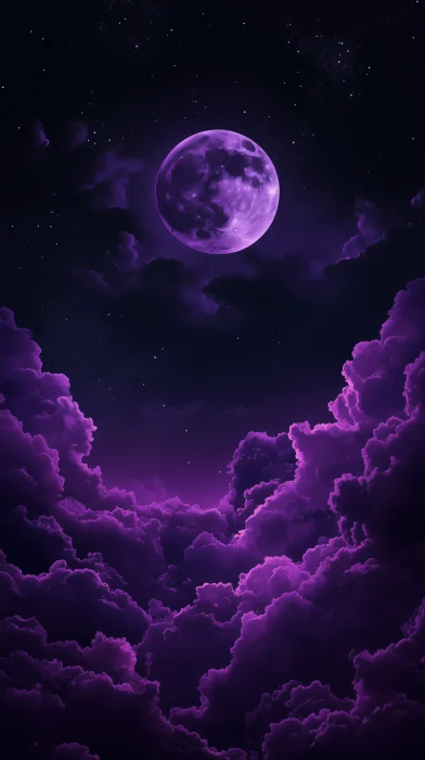 Purple Moon Night Illustration