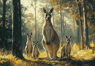 Kangaroos in a Forest