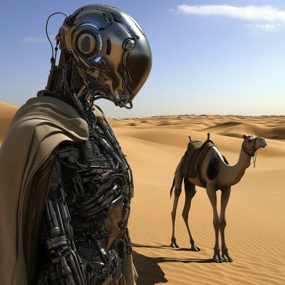 Cyborg Bedouin in the Desert