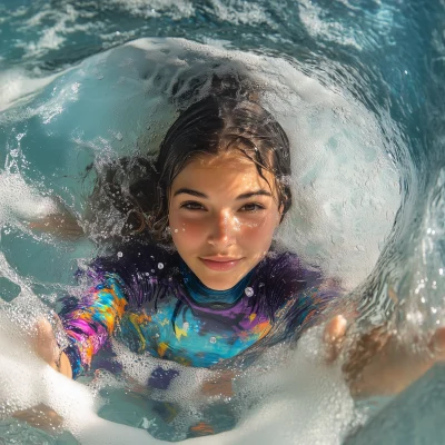 Women Enjoying Wave Pool