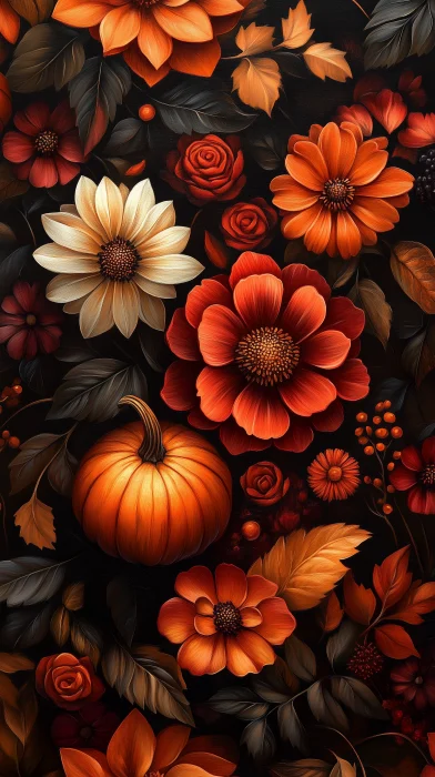 Autumn Leaves and Pumpkins