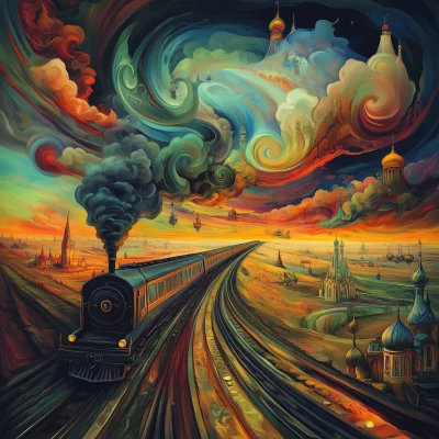 Surreal Russian Train Landscape