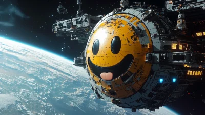 Futuristic Smiley Face Spacecraft