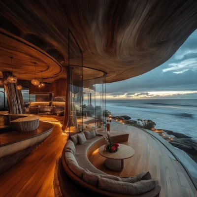 Curved Glass Architecture by the Ocean