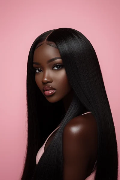 Beautiful Black Woman with Hair Extensions