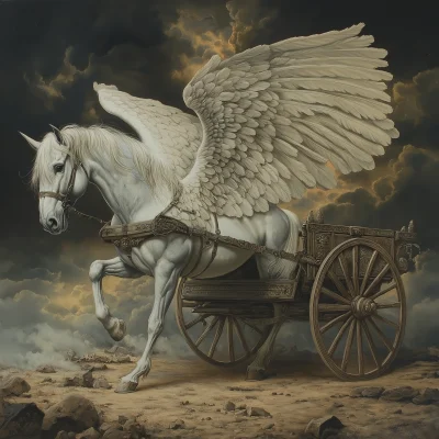 Tired Pegasus Pulling a Cart