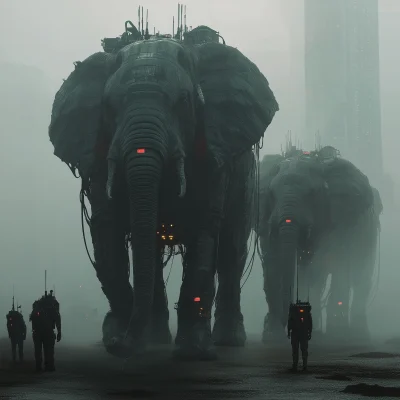 Futuristic Techno Elephants