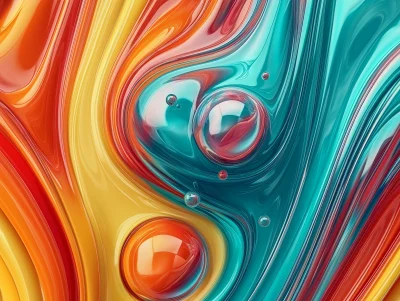 Futuristic Wave and Bubble Art