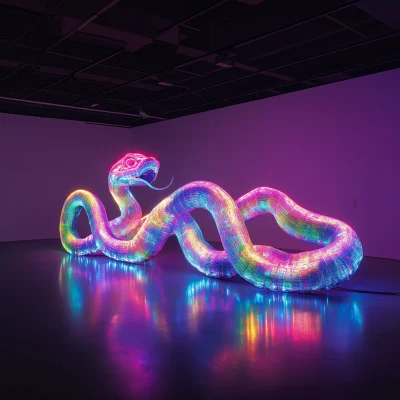 Neon Snake Sculpture