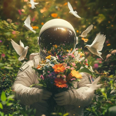 Astronaut in a Flower Garden