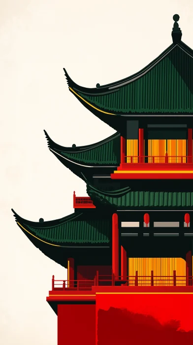 Chinese Architecture Minimalist Poster