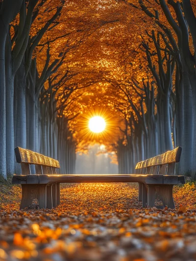 Autumn Road with Sycamore Trees