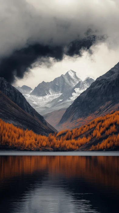 Golden Larch Forest in Tian Shan Mountains