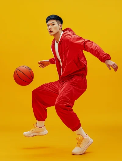 Basketball Player in Red Suit