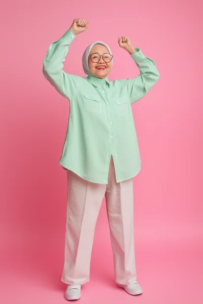 Happy Malay Young Grandma