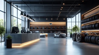 Modern Sales Room with Tires and Rims