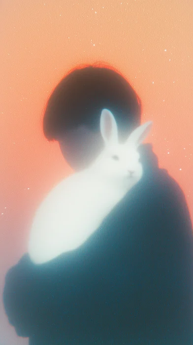 Glowing Rabbit Silhouette in Rinko Kawauchi style