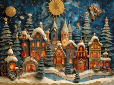 Snow-Covered Christmas Village