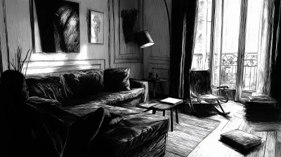 Hand-drawn Living Room with Pencil