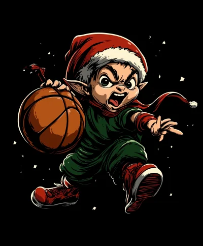 Christmas Elf Basketball T-Shirt Design